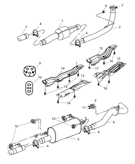 2009 Dodge Ram 3500 Pickup Exhaust System Diagram 1