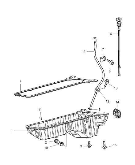 2009 Chrysler PT Cruiser Engine Oil Pan & Engine Oil Level Indicator & Related Parts Diagram 1