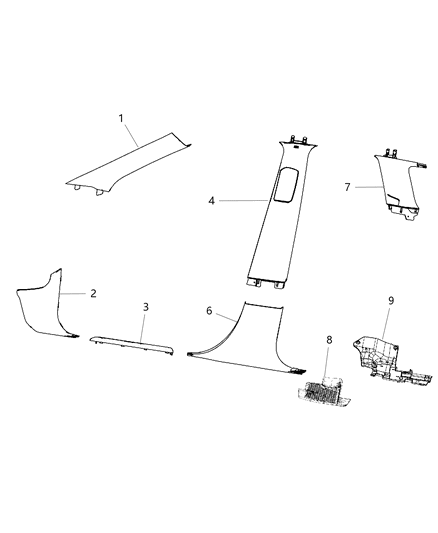 2011 Dodge Durango Interior Moldings And Pillars Diagram