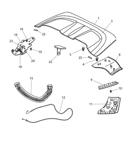 2007 Chrysler Crossfire Bow-Folding Top Diagram for 5174454AA