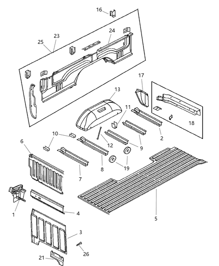 1997 Dodge Ram 3500 Floor Box & Panel Diagram