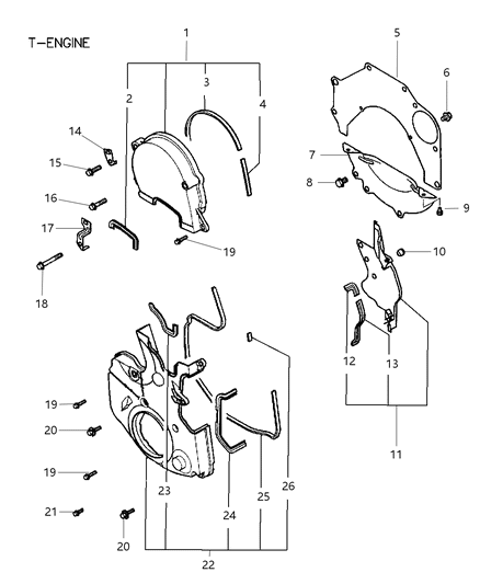 2003 Chrysler Sebring Coupe Timing Belt Cover Diagram 1