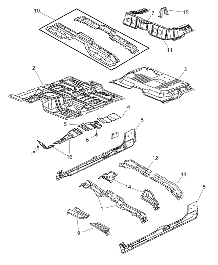 2009 Dodge Dakota Pan-Floor Diagram for 55112549AA