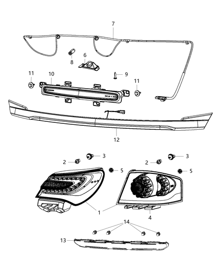 2013 Dodge Avenger Lamps - Rear Diagram