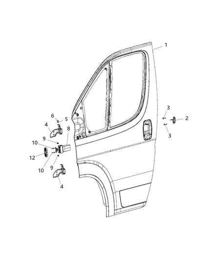 2015 Ram ProMaster 3500 Front Door, Shell & Hinges Diagram