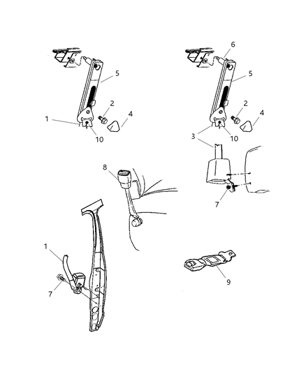 2002 Dodge Ram Wagon Slide-Seat Belt Turning Loop Diagram for 5GT95XDVAA