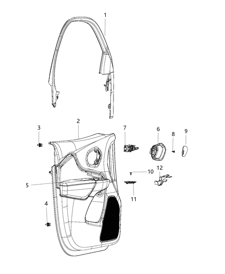 2019 Jeep Cherokee Panel-Front Door Trim Diagram for 6CH941L1AB