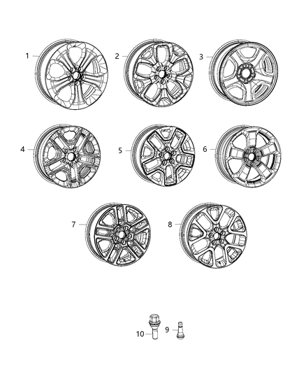 2018 Jeep Compass Aluminum Wheel Diagram for 5VC261XFAA