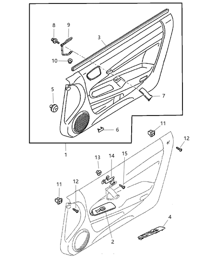 2005 Chrysler Sebring Coupe Door Panel - Front Diagram