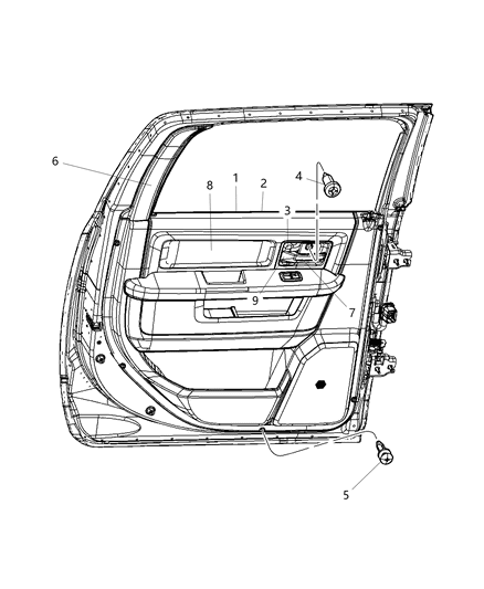 2013 Ram 1500 Panel-Rear Door Trim Diagram for 5NN292X9AA