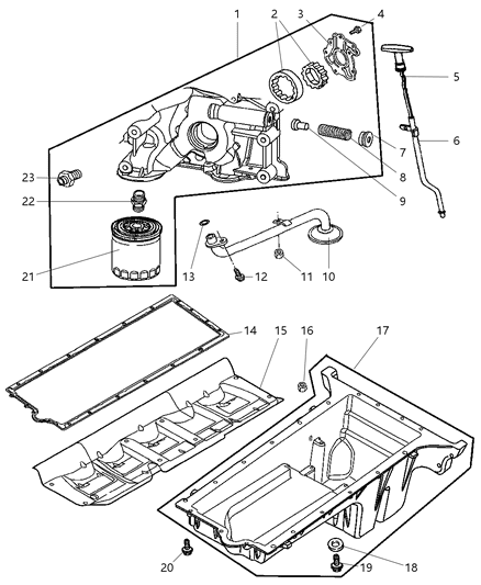 2005 Dodge Ram 1500 Pan-Engine Oil Diagram for 5037413AE