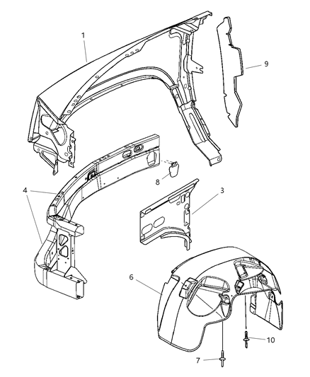 2008 Dodge Dakota Panel-Fender Diagram for 55112180AA