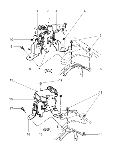 1999 Dodge Ram 2500 Abs Modulator Diagram for 5096264AA