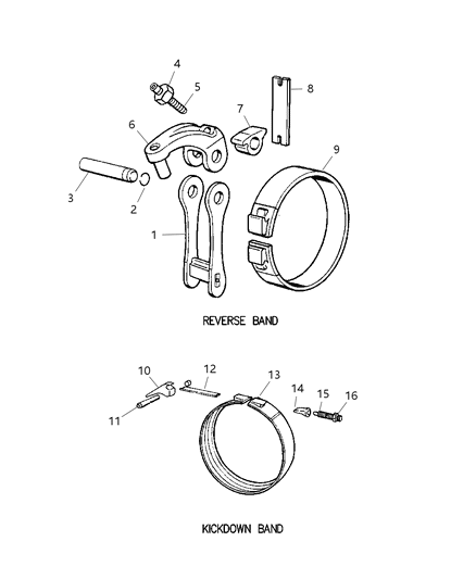 2001 Dodge Ram 1500 Bands, Reverse & Kickdown Diagram