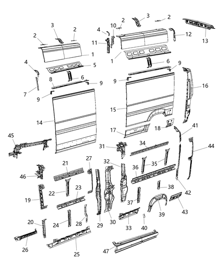 2014 Ram ProMaster 3500 Panel-Rear Corner Diagram for 68207384AA