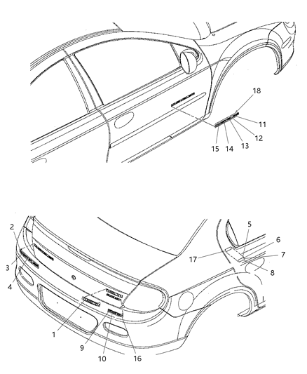 2001 Dodge Neon Decal Diagram for WE08YXAAA