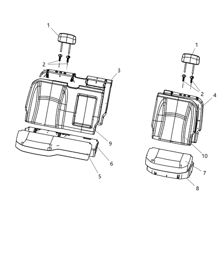 2009 Dodge Ram 1500 Rear Seat Cushion Cover Diagram for 1NM72DK2AA