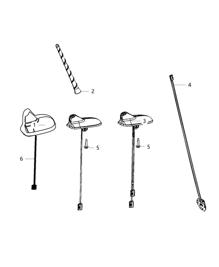 2014 Dodge Dart Antenna-Base Cable And Bracket Diagram for 5091973AB