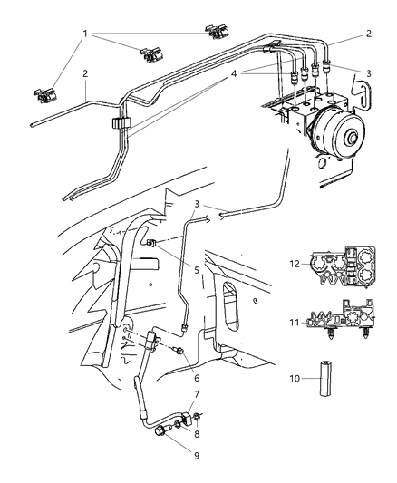2006 Jeep Grand Cherokee Brake Lines & Hoses, Front Diagram 2