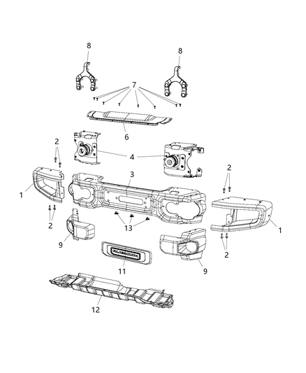 2017 Jeep Wrangler Extension-Bumper Diagram for 68297573AB