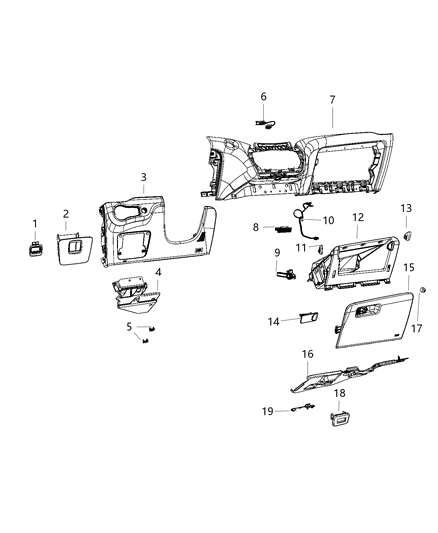 2021 Jeep Cherokee Instrument Panel, Lower Diagram