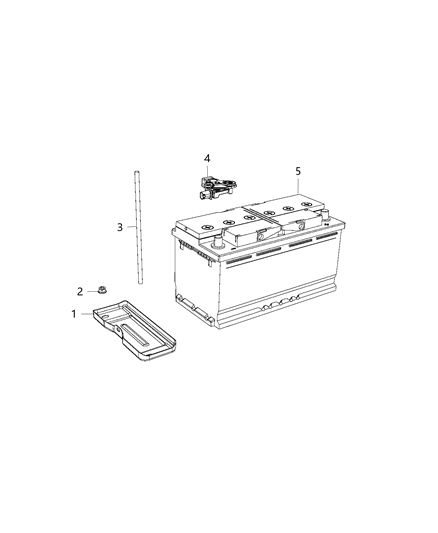 2017 Jeep Grand Cherokee Battery, Tray, And Support Diagram 1