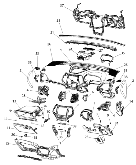 2015 Jeep Cherokee Glove Box-Glove Box Diagram for 1UH81LU5AC