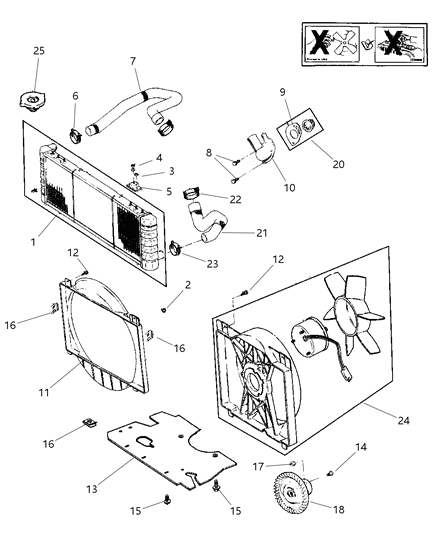 1997 Jeep Cherokee Radiator & Related Parts Diagram 3