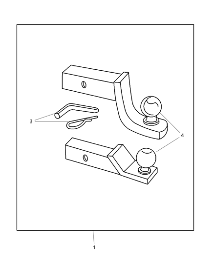 2001 Dodge Ram Wagon Adapter Kit - Ball Mount Diagram