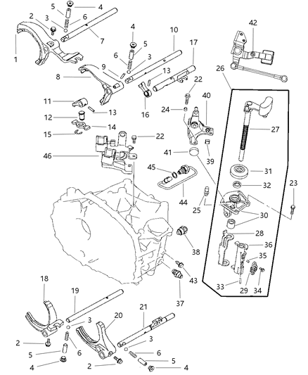 2007 Dodge Caliber Fork & Rails Diagram 1