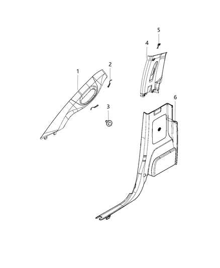 2019 Ram 1500 Cap-B-Pillar Diagram for 1SJ07BD1AA