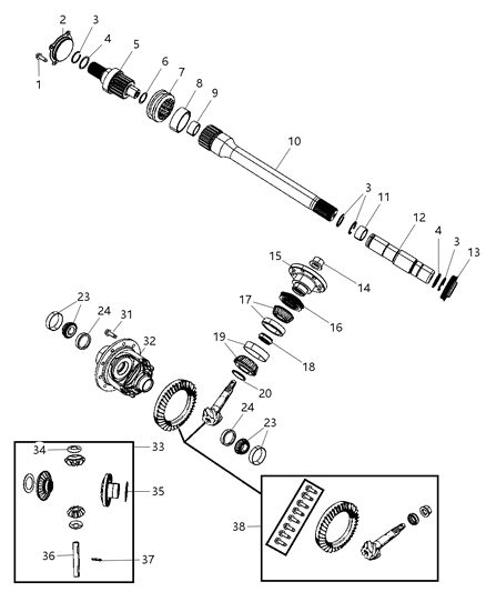 2009 Dodge Ram 1500 SHIM Pkg-Differential Diagram for 5015890AA