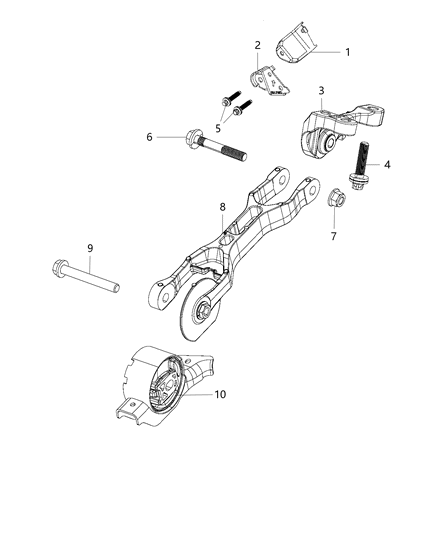 2019 Jeep Cherokee Engine Mounting Front / Rear Diagram 2