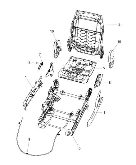 2008 Dodge Avenger Shield-Fold Flat Diagram for 1FK141J3AC