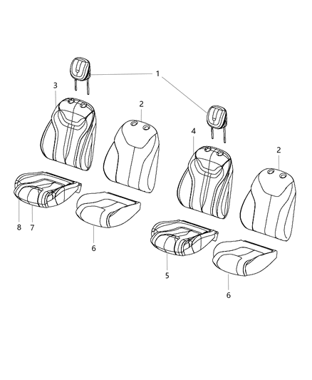 2016 Dodge Dart Front Seat Cushion Cover Diagram for 5SJ04DX9AA