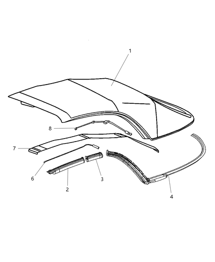 2006 Chrysler Crossfire RETAINER-Folding Top Header Diagram for 5170489AA