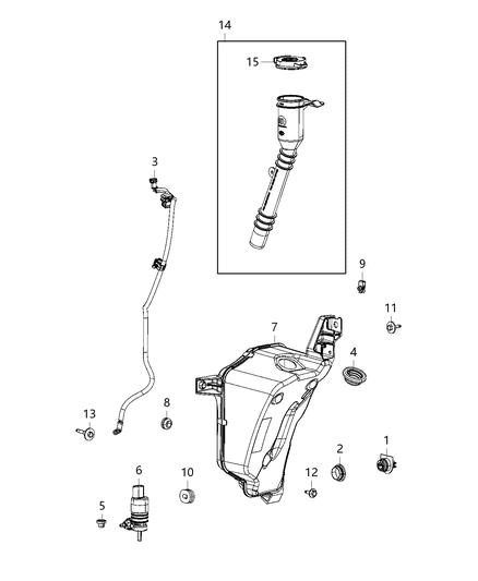 2021 Jeep Wrangler Pump-Washer, Windshield Diagram for 68397064AA