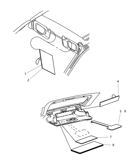 2003 Dodge Grand Caravan Instrument Panel & Visors Diagram