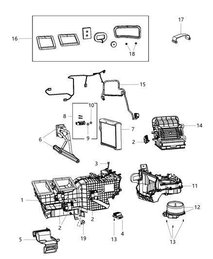 2013 Ram 3500 A/C & Heater Unit Zone Diagram