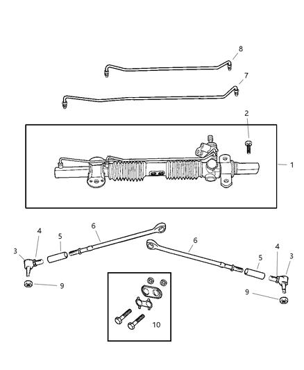 2001 Chrysler Concorde Gear - Rack & Pinion, Power & Attaching Parts Diagram