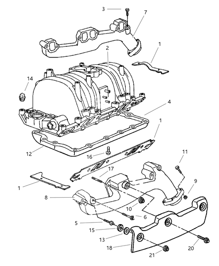 1997 Jeep Grand Cherokee Clamp-Exhaust Manifold Diagram for 53010091