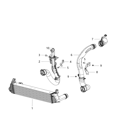 2014 Jeep Cherokee Charge Air Cooler Duct Diagram for 68191510AA