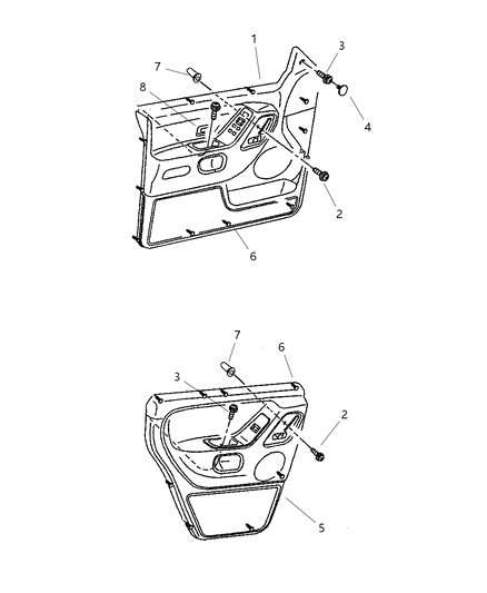 2001 Jeep Grand Cherokee Panel-Front Door Trim Diagram for TM031T5AA