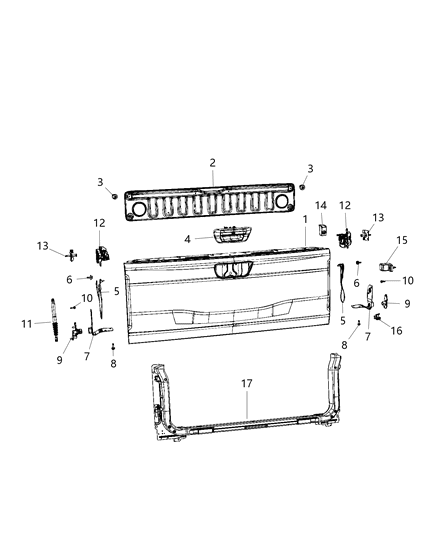 2021 Ram 1500 Tailgate Diagram 1