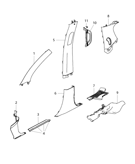 2013 Dodge Durango Panel-COWL Side Trim Diagram for 1GM13BD3AD