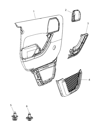 2011 Jeep Wrangler Panel-Rear Door Trim Diagram for 1QJ39DX9AD