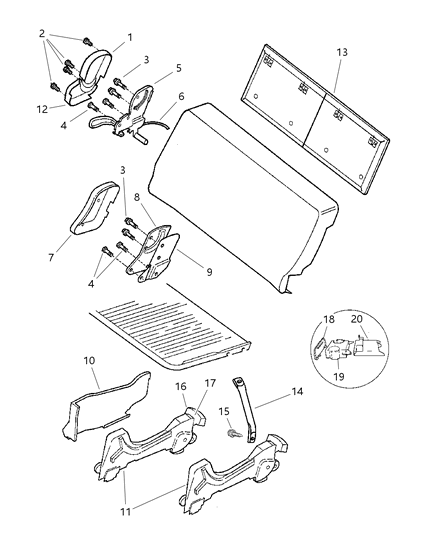 2000 Dodge Grand Caravan Child Seat - Attaching Parts Diagram