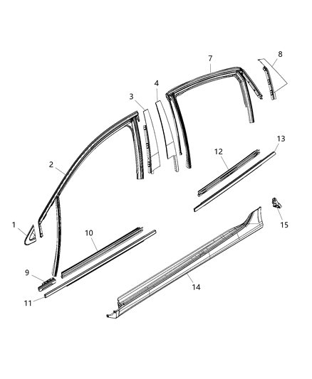 2016 Chrysler 200 WEATHERSTRIP-Front Door Glass Diagram for 68144955AE