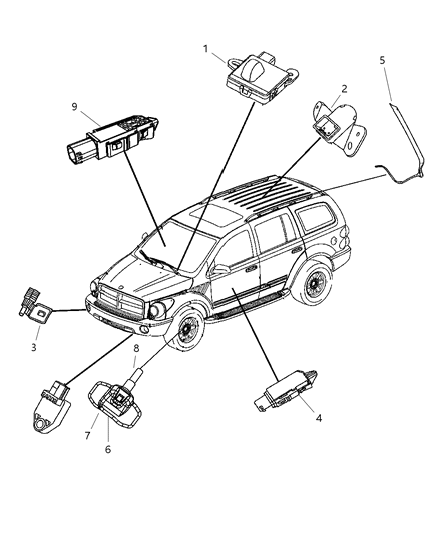 2008 Chrysler Aspen Sensors - Body Diagram