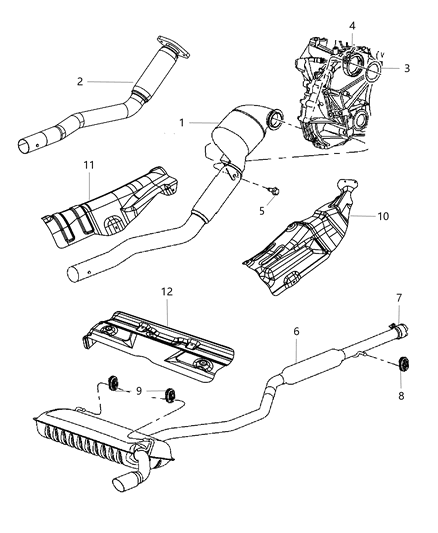 2008 Dodge Caliber Exhaust System Diagram 1